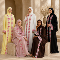 Robe Abaya brodée islamique pour l'Aïd Ramadan, ensemble 3 pièces, dentelle Nida, style Dubaï, Abaya modeste, robe musulmane pour femmes avec hijab