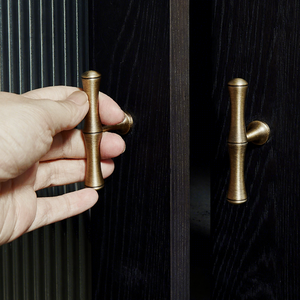 Chinese <strong>Antique</strong> <strong>Style</strong> Bamboo Joint Brass Handle Brushed Splash-Proof Surface Mounted Modern Simple <strong>Drawer</strong> Wardrobe Door Cabinet - Product Image 6