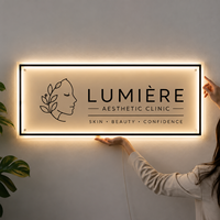 Letrero LED Personalizado con Retroiluminación, Letrero de Acrílico para Pared con Logotipo para Clínica de Belleza, Hospital Estético, Recepción, Negocio, Publicidad