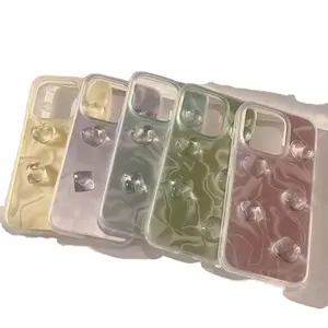 Ins yaz taze 3D buz küpü su dalgalanma koruyucu darbeye dayanıklı cep telefonu aksesuarları kapak iPhone için kılıf 12 13 14 15 Pro