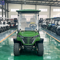 Voiturette de golf électrique 6 places, batterie lithium 72V, chariot de chasse tout-terrain avec pare-brise et phares LED, vente directe usine