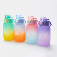Bouteille ventrue en plastique dégradé givré, sans BPA, écologique, avec marqueur de temps et poignée, pour boire directement, 26OZ 800ml