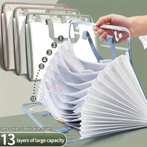 1PC Student Accordion Folder <b>File</b> Bag Large Capacity Test Paper <b>Storage</b> - Product Image 3