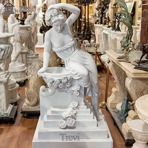Mosaico de mármol italiano de piedra blanca antigua hermosa estatua de figura de mujer de mármol