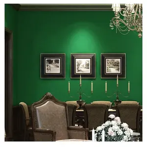 Papel tapiz Retro de Color sólido para sala de estar, papel tapiz liso de Color verde oscuro para dormitorio del sudeste asiático