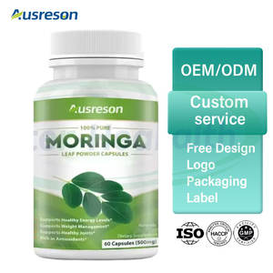 Cápsulas de Polvo de Hoja de Moringa Orgánica Ausreson OEM, Cápsulas de Moringa al Mejor Precio, Suplemento Energético e Inmunológico de Marca Privada - Product Image 2