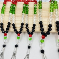 Bracelet chapelet drapeau palestinien, carte du pays, perles de prière en cristal, bijoux islamiques Tasbih, pendentif de voiture