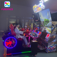 Funspace-Simulateur de conduite à pièces pour 2 joueurs, machine de jeu de course de voitures à double écran Hd Led, vente en gros