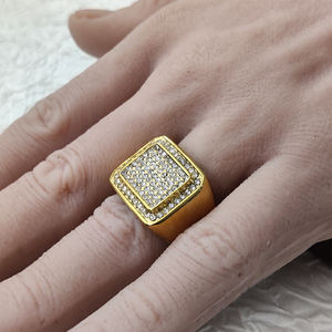 Grosir Cincin Hip Hop Punk baru tren <span class=keywords><strong>Titanium</strong></span> 18K berlapis emas berlian penuh baja tahan karat pria cincin kustom MRD015 - Product Image 5