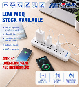 Cable de Extensión Multiusos con 4 Tomas de Corriente de 10A para Reino Unido, UE y EE. UU., Regleta Universal con Protección Contra Sobretensiones e Indicador de Encendido/Apagado - Product Image 1