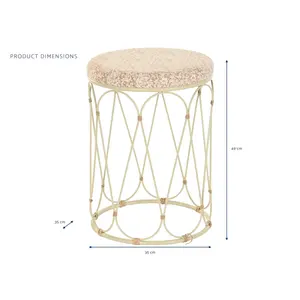 Tavolino in Rattan e Metallo con Finitura Naturale, Dimensioni 35x35x49cm - Product Image 4
