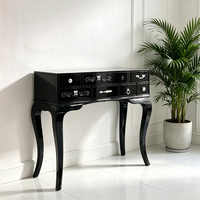 Table console noire brillante pour salon, table console d'entrée en bois massif, table console moderne à plusieurs tiroirs pour villa, hôtel, projet