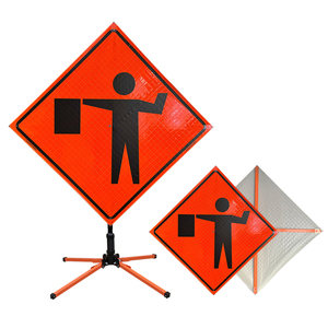 Phản chiếu cuộn lên đồ họa <span class=keywords><strong>flagger</strong></span> phía trước dấu hiệu giao thông - Product Image 1