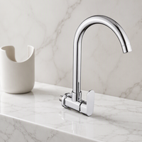 Robinet de cuisine mural moderne en alliage de zinc chromé, monocommande eau froide, pour usage hôtelier (vente en gros)