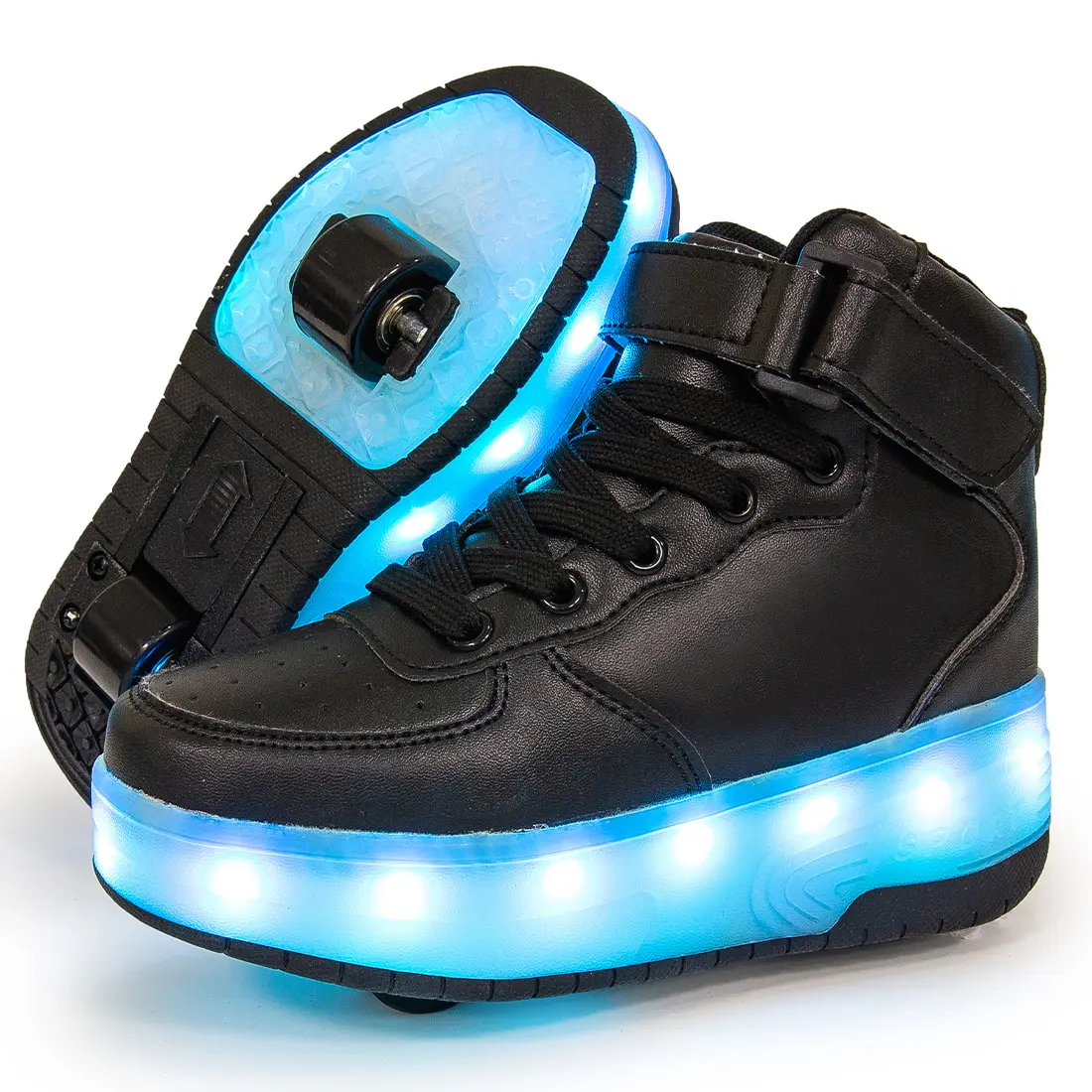 Sepatu Roda LED Anak-anak, Sepatu Roda LED dengan Roda Ganda Isi Daya USB Menyala Sepatu Roda untuk Anak Perempuan Laki-laki 7 Warna