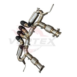 Escape de acero inoxidable Vortex para Chevrolet Corvette C8 Z06, compatible con válvula OEM, tubo doble en X central y puntas cuádruples de carbono - Product Image 3