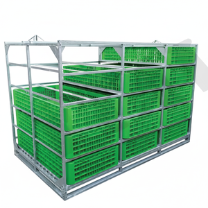 Chicken Transport Cage Portable Loading <b>Crate</b> 3x5 Drawer PE <b>Plastic</b> Poultry Container for Broiler Catching System Module AYTAV - Product Image 2
