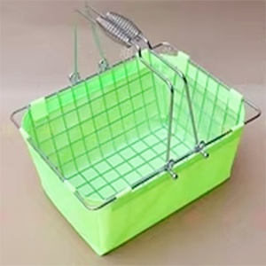 Cesto <span class=keywords><strong>di</strong></span> stoccaggio in tessuto colorato all'ingrosso con Base mobile in filo metallico <span class=keywords><strong>cestino</strong></span> della spesa per prodotti alimentari e bevande al dettaglio - Product Image 4