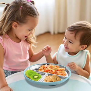 Vaisselle pour enfants personnalisée - <span class=keywords><strong>Assiettes</strong></span> <span class=keywords><strong>compartimentées</strong></span> en acier inoxydable 304 et silicone pour la diversification alimentaire des bébés - Product Image 3