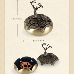 Queimador de Incenso Retrô de Metal com Design de Veado da Sorte, Tampa Vazada com Padrão de Gelo Rachado, Ecológico, Artesanal, para Aromatização, Yoga, Meditação e Casa - Product Image 2