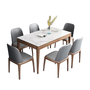 Bàn đá Bắc Âu hiện đại đơn giản hình chữ nhật nhà bàn nhỏ kết hợp bàn ăn gỗ rắn - Product Image 4