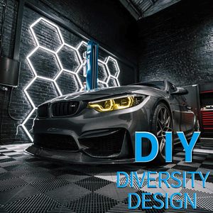 Lampe de garage hexagonale, éclairage LED en forme de nid d'abeille 110V-240V pour réparation de carrosserie automobile, éclairage d'atelier LED personnalisable - Product Image 2