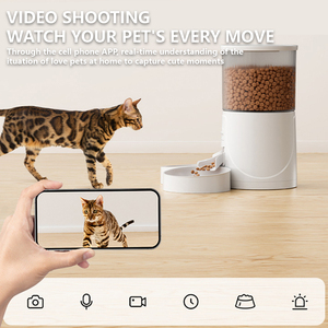 4L Công Suất Lớn Thân Thiện Với Môi Tự Động <span class=keywords><strong>Pet</strong></span> Trung Chuyển Tự Động Thực Phẩm Dispenser Đôi Bát Mờ Con Chó Mèo Thực Phẩm Thông Minh Trung Chuyển - Product Image 4