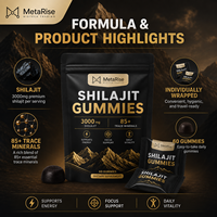 Gummies de Shilajit Or en Gros Marque Blanche – Boost d'Énergie, Soutien Immunitaire, Minéraux Multiples, Acide Fulvique, Résine – Complément Alimentaire
