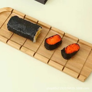 Plateau de service en bambou 45x11x1,8cm, design rainuré pour la présentation de sushis, pain et fruits - Product Image 3