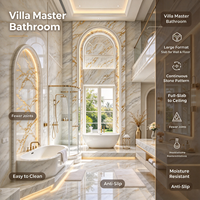 Dalles de marbre modernes style luxe léger, brillantes, sans joint, à veines vertes, étanches, pour murs et sols extérieurs de salle de bain