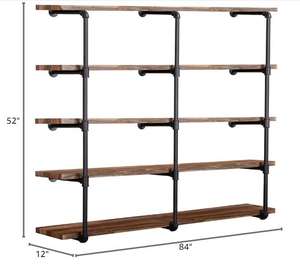 Mensola in ferro con montaggio a parete industriale con ripiano in ferro retrò nero fai da te per aprire la libreria della cucina - Product Image 6