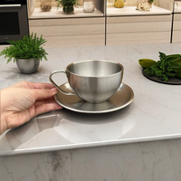 Tasse à café réutilisable moderne en acier inoxydable 304, écologique, 300 ml, pour lait et thé, thé de l'après-midi, latte, expresso, durable