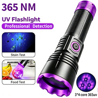 Lampe torche UV 365nm rechargeable 60W LED haute puissance pour la détection de taches d'urine d'animaux, d'argent, de minerais et de scorpions (lampe à lumière noire)