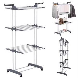 Vente en gros Airfoil pliable et <span class=keywords><strong>amovible</strong></span> support suspendu trois couches extensible étendoir à vêtements polyvalent porte-serviettes sur pied - Product Image 4