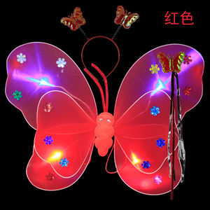 Ailes à Paillettes Lumineuses LED Brillant Fête Filles Anniversaire Petite Fée Bébé Vente en Gros Déguisement Papillon Baguette Magique Bandeau Costume - Product Image 3