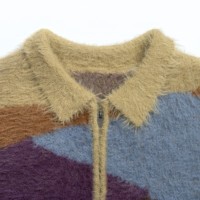 AiNear Vente en gros de logo personnalisé Oem & Odm sans manches col polo fermeture éclair pull gilet en laine mohair floue pour hommes