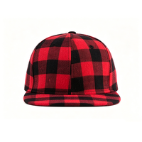 Gorra Snapback de Lona a Cuadros Rojos y Negros, Unisex, Estilo Leñador, para Deportes al Aire Libre