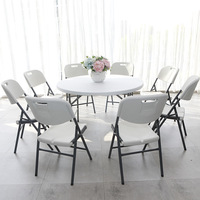 Blanc Portable HDPE Soufflage Cercle À Manger Banquet De Mariage Pliant En Plastique Tables Rondes Pour Événements Fête