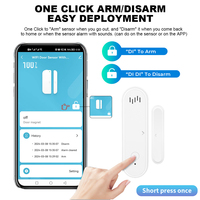 Capteur magnétique intelligent WiFi WALE Tuya pour porte/fenêtre, alarme sonore 80 dB, alarme via application, installation facile, boîtier en plastique, rappel de batterie faible