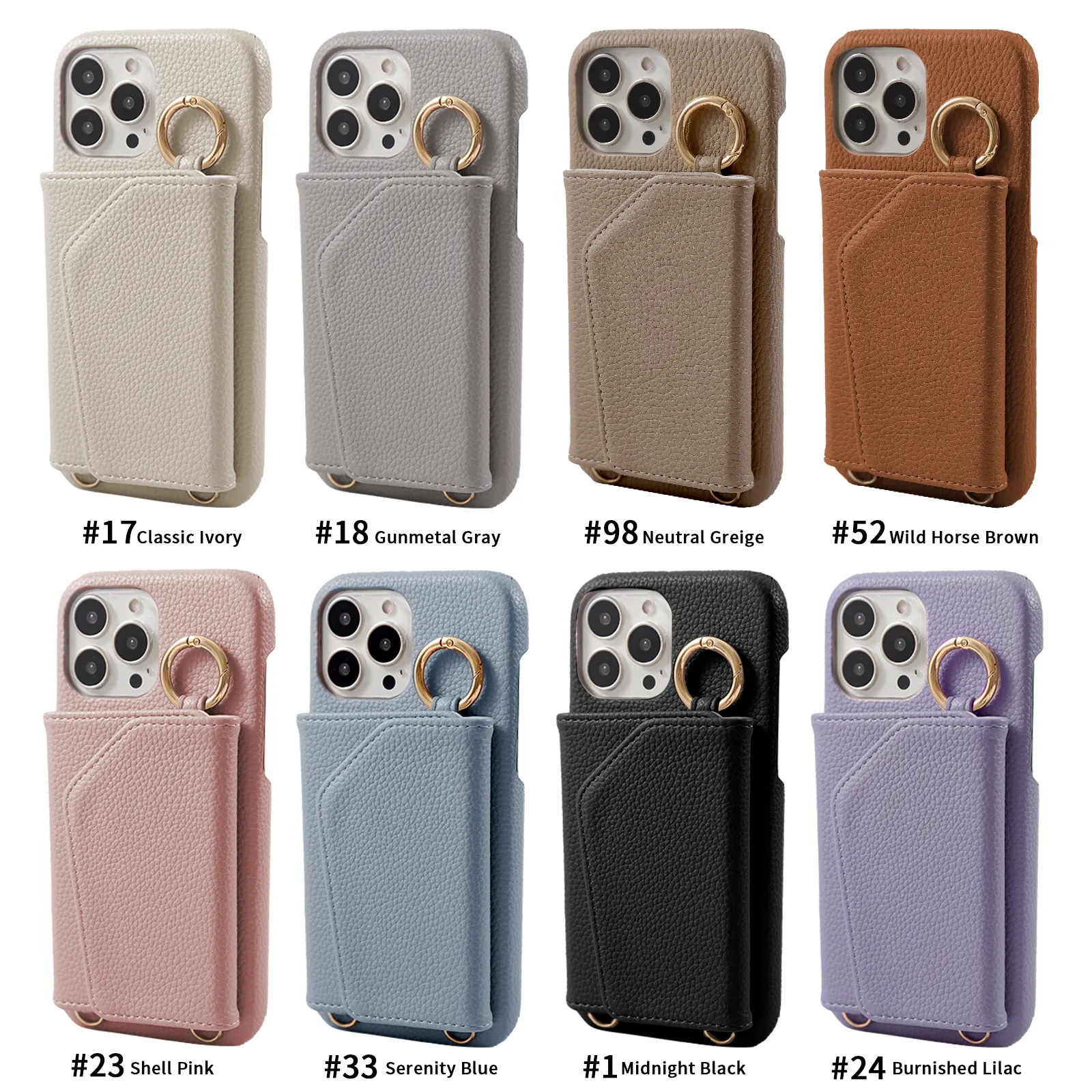 Multi Color MOQ=10 Straps Shoulder Holder Leather Phone Crossbody Case For iphone 6 7 8 11 13 14 Pro With Card Wallet