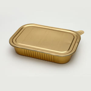 กระทะอลูมิเนียมฟอยล์เกรดอาหารแบบใช้แล้วทิ้งกระทะสี่เหลี่ยมสีทองสีดำขนาด1000มล. พร้อมฝาปิด - Product Image 4