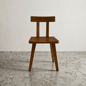 Premium Solid <b>Teak</b> Wood <b>Dining</b> <b>Chair</b> Armless Spline Backrest Side <b>Chair</b> with Splayed Legs - Product Image 1