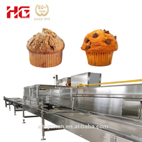 Ligne de production entièrement automatique de cupcakes fourrés à la crème pâtissière HG, machine de dépose de crème pâtissière pour cupcakes, 100-1000 kg/h, contrôle PLC