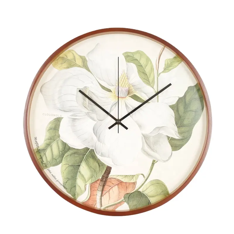Горячая Распродажа, часы с цветком лотоса, настенные часы с деревянной рамкой для комнаты