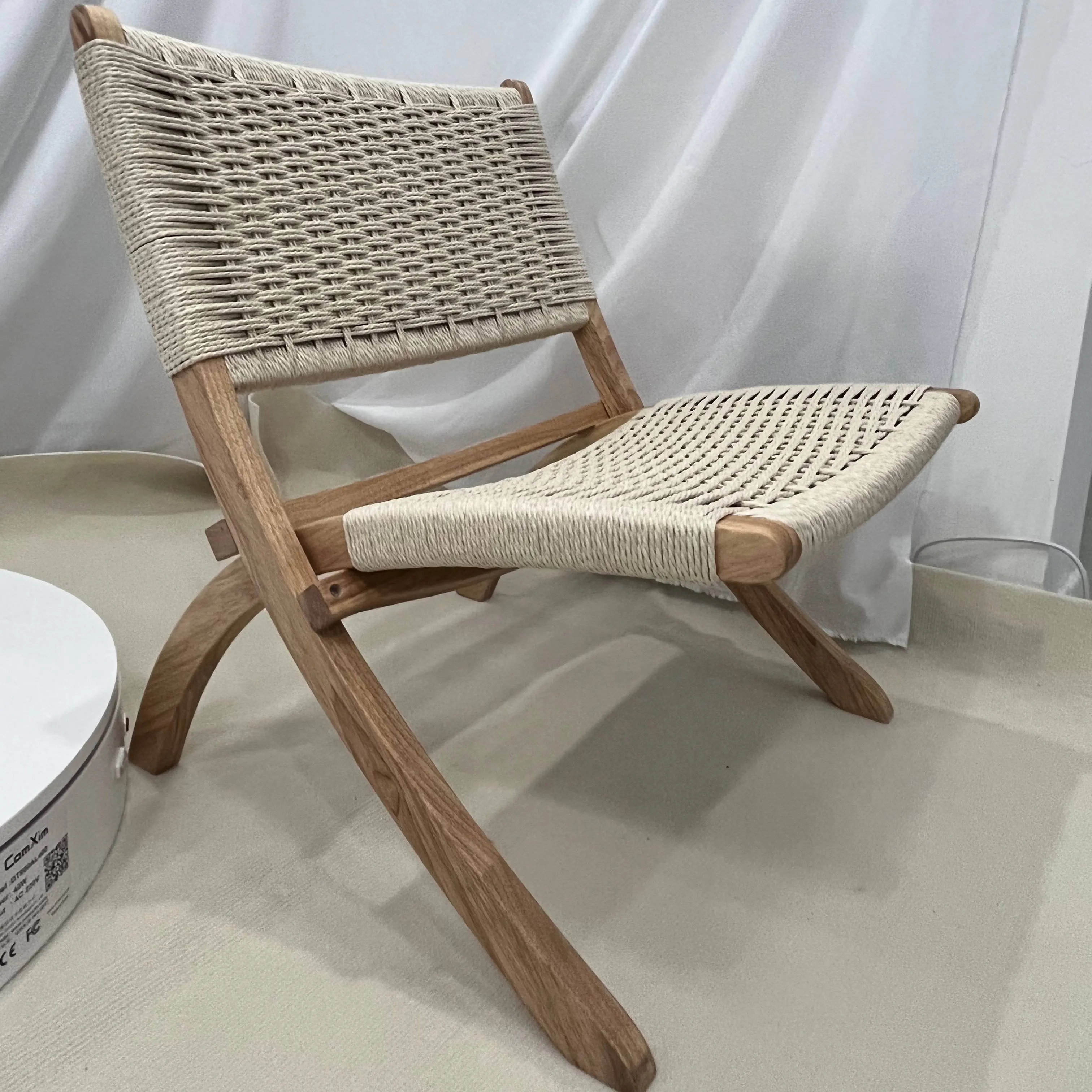 XY Best Solid Wood Rattan Porch Shoe Stool - Living Room Chair Strap Weaving Outdoor Chair
