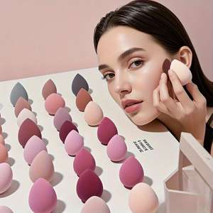全新设计彩色定制天然化妆品工具配件可水洗面部美容自有品牌超柔软化妆海绵 - Product Image 5