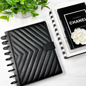 2026 Custom Pu Leather <b>Notebook</b> Luxe Quilted Planner Cover <b>Set</b>- SLEEK BLACK - Product Image 1