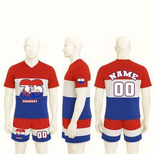 Kit d'entraînement de football thème Paraguay, maillot et short de football par sublimation, édition fan, uniforme - Prix usine - Product Image 1