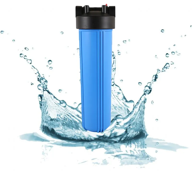 Filter air plastik ramping 20 inci, wadah Filter kuningan biru untuk sistem RO rumah tangga, pemurni air