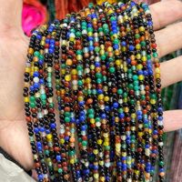Perles rondes de 3 mm, fabricant de perles en pierre naturelle, cristal bleu, blanc, jaune, agate, pierres précieuses, perles en vrac pour la fabrication de bijoux